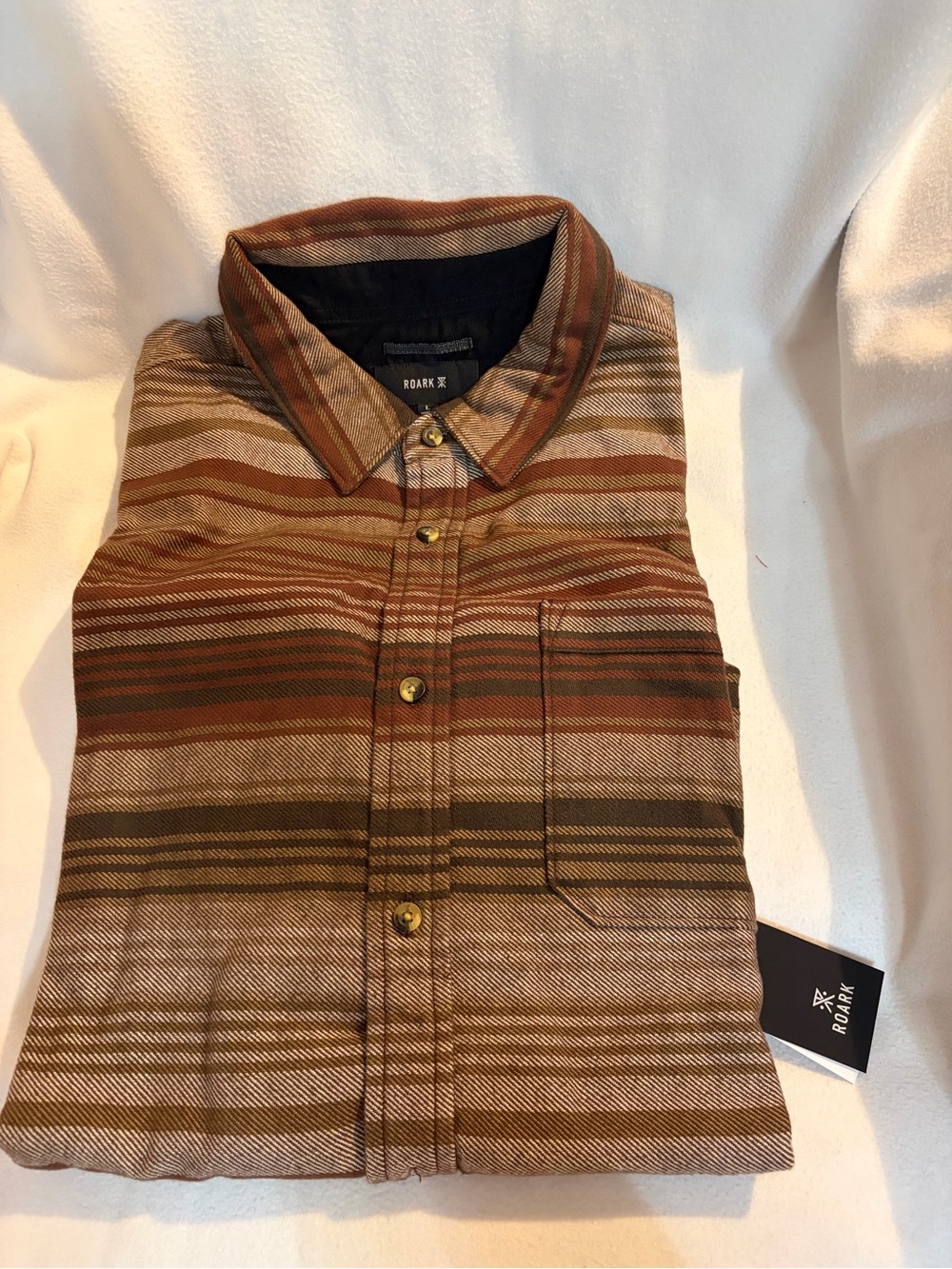 Roark Brown Striped Flannel Button-Down Shirt